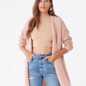 Forever 21 pink long knit cardigan sz small